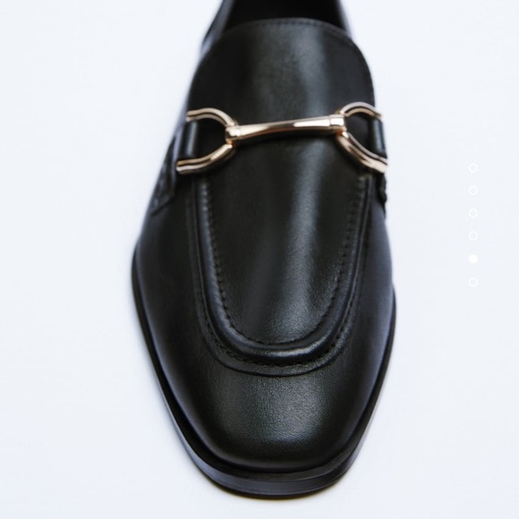 Zara Soft Flat Leather Loafers Womens Black Shoes Size 42 - Picture 2 of 7